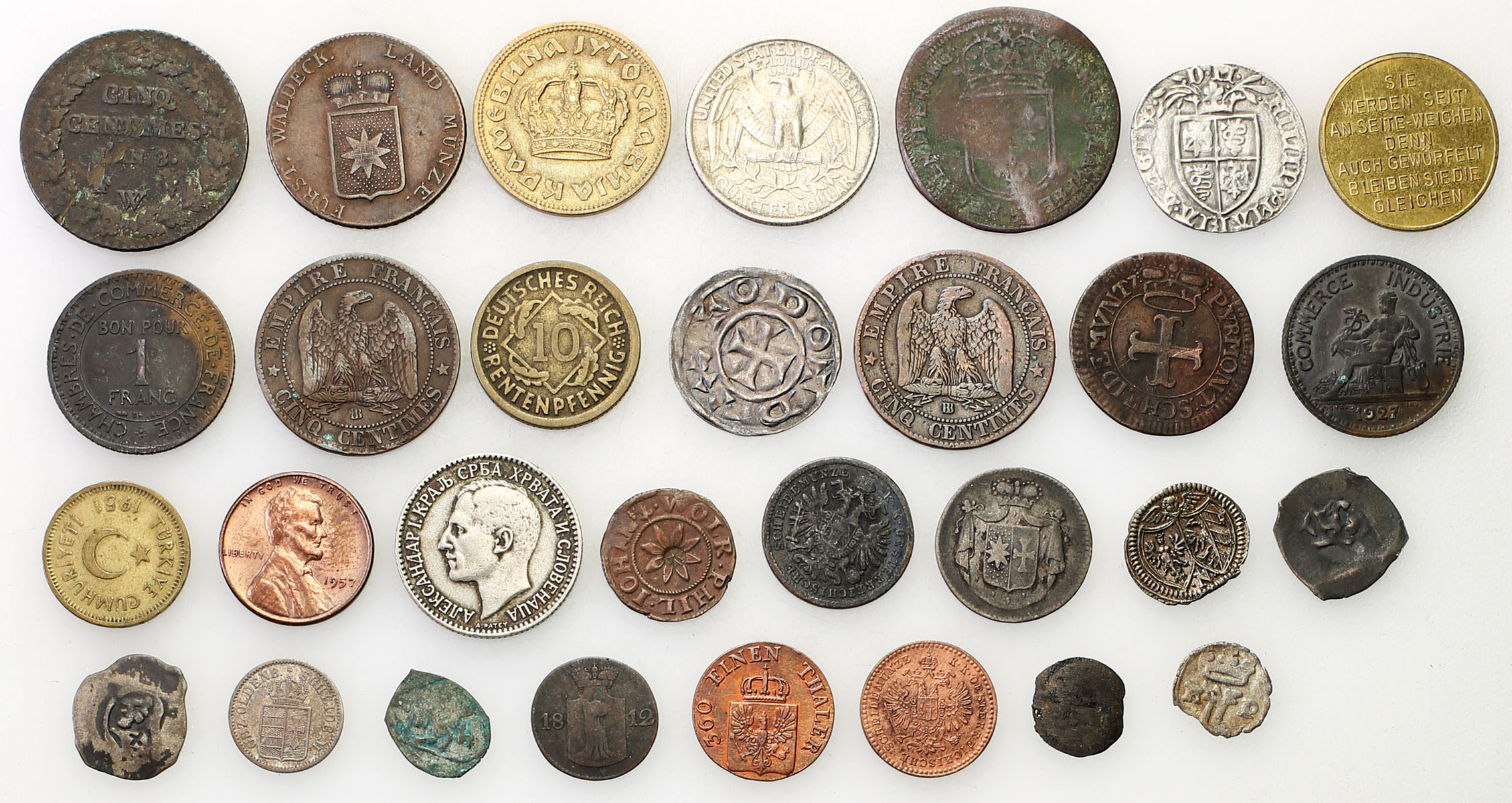 Świat – Austria, Niemcy, Francja, USA, zestaw 30 monet